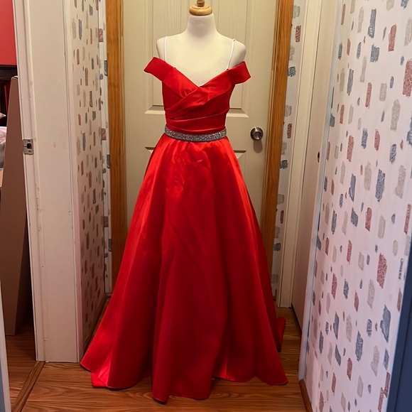 Beautiful red off shoulder ball gown